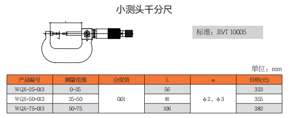 上工小测头千分尺
